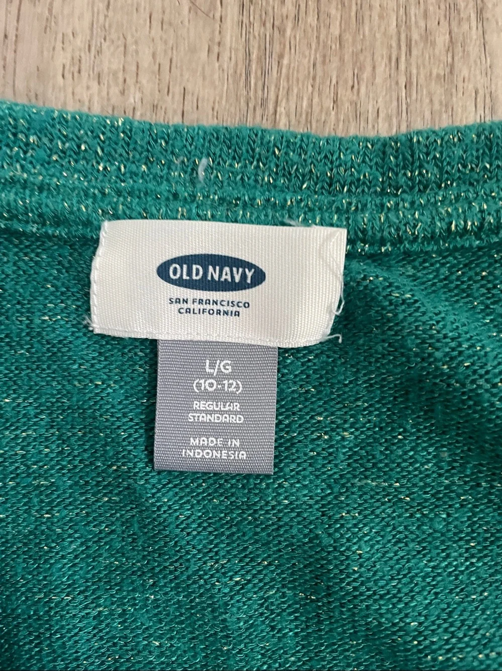 Old Navy Teal Metallic-Knit 3/4  Sleeve Top